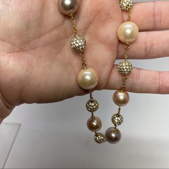 Carolee Pave Crystal & Pearl Choker Necklace - Picture 8 of 9